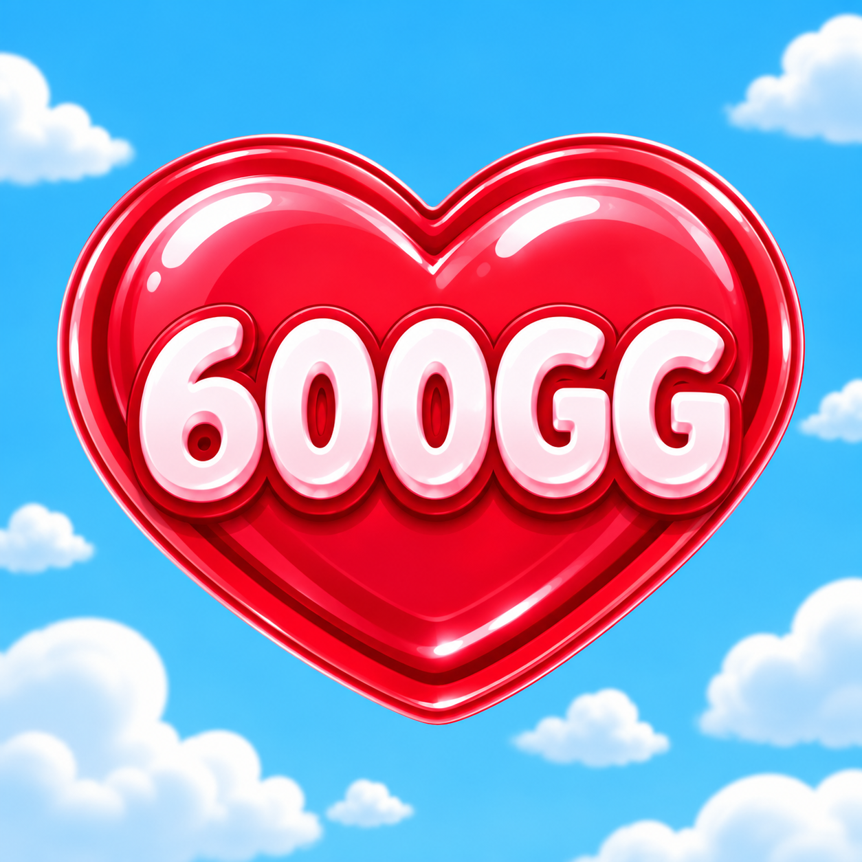 Coração vermelho 600GG no céu